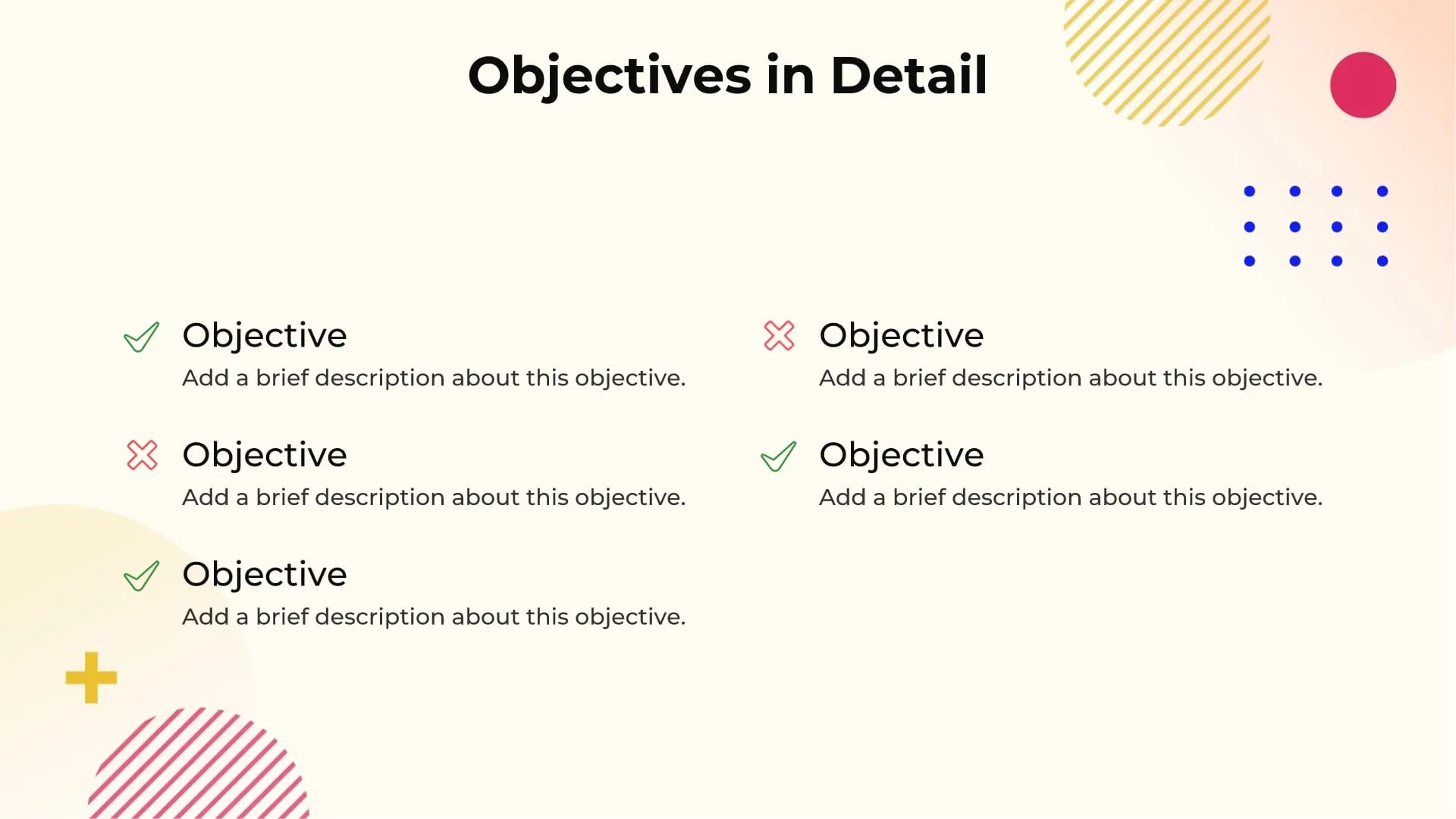 Objectives in Detail
